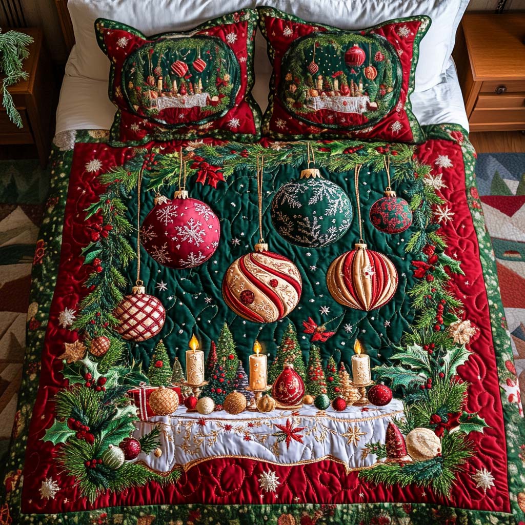 Ornament Magic 3-Piece Quilted Bedding Set - Single (59" x 70")