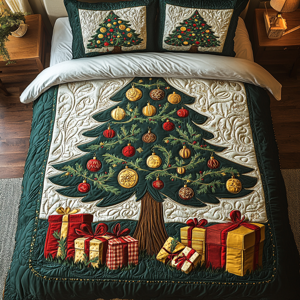 Ornament Bliss 3-Piece Quilted Bedding Set - Single (59" x 70")