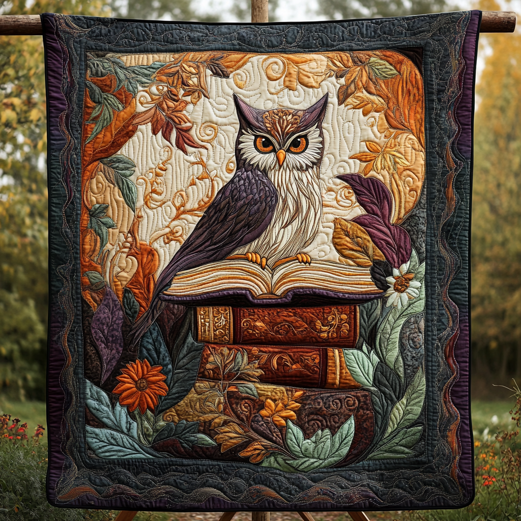Owl Eyes on Pages Quilted Blanket - Throw (55" x 60")