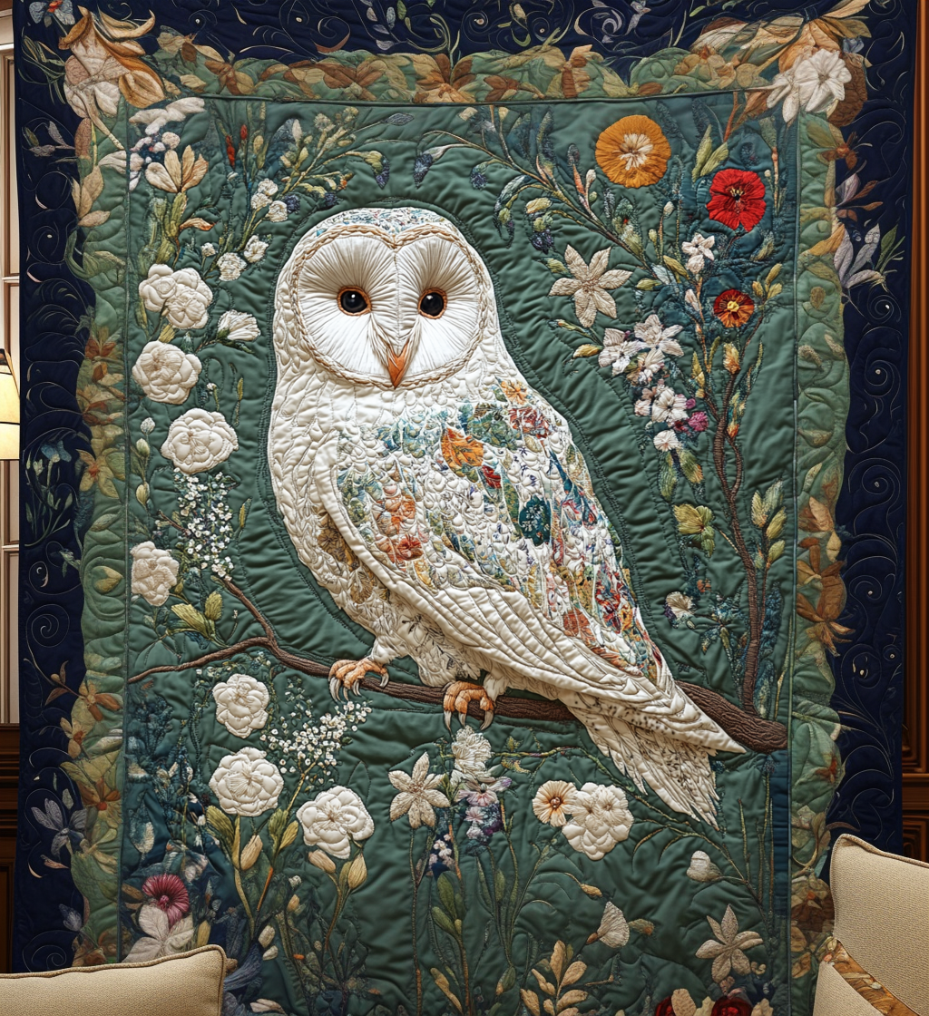 Owl Garden Quilted Blanket - Throw (55" x 60")