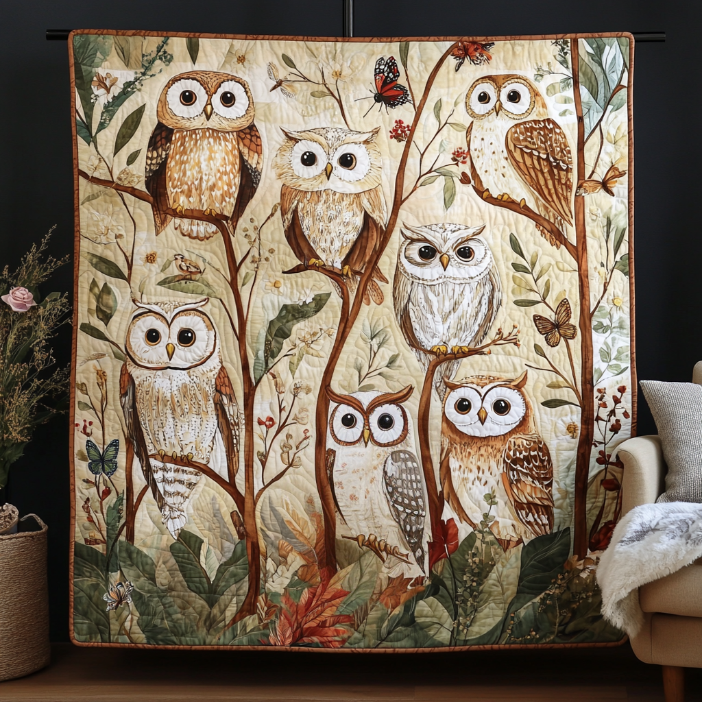 Owl Garden Quilted Blanket - Baby (30" x 40")