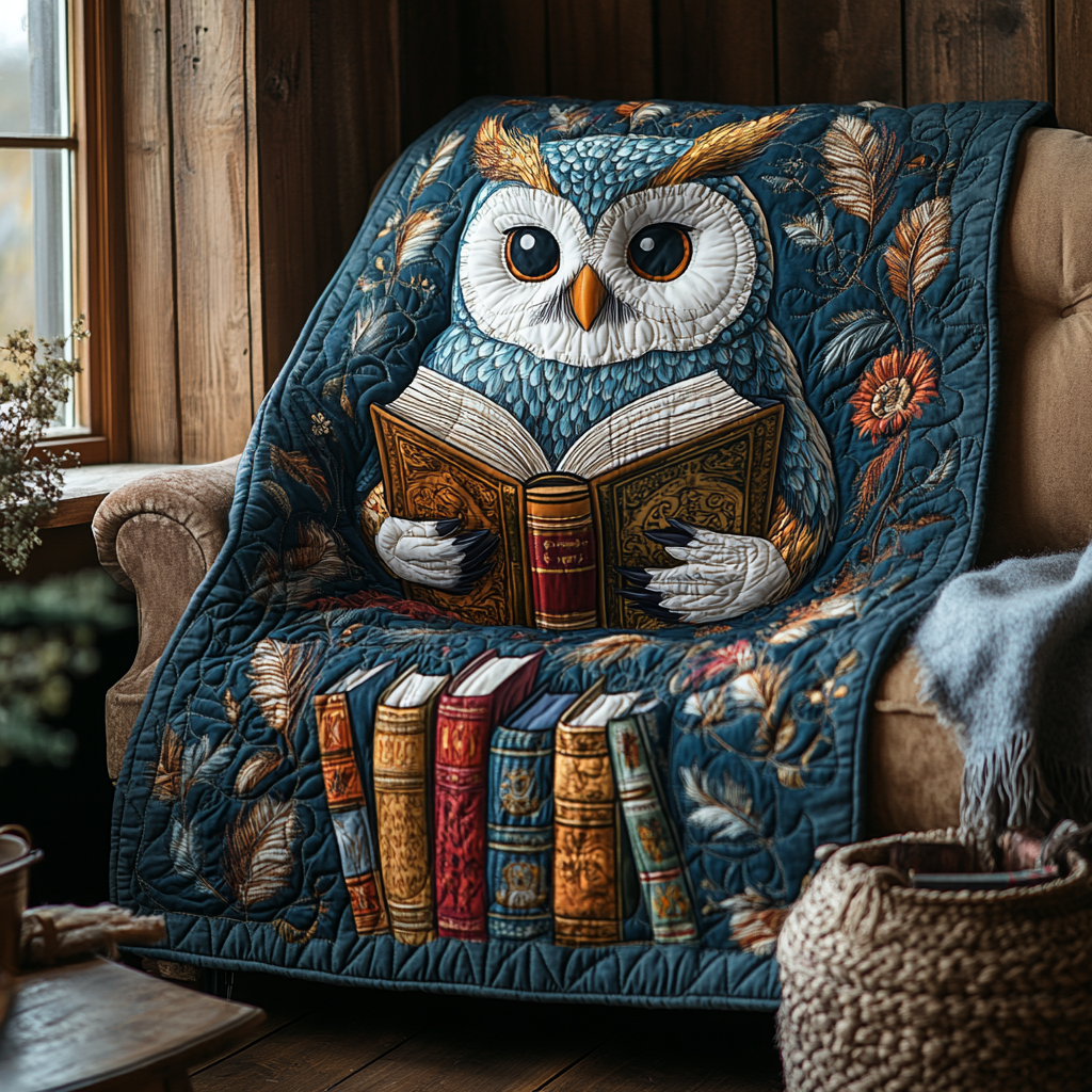 Owl Knowledge Quilted Blanket - Throw (55" x 60")