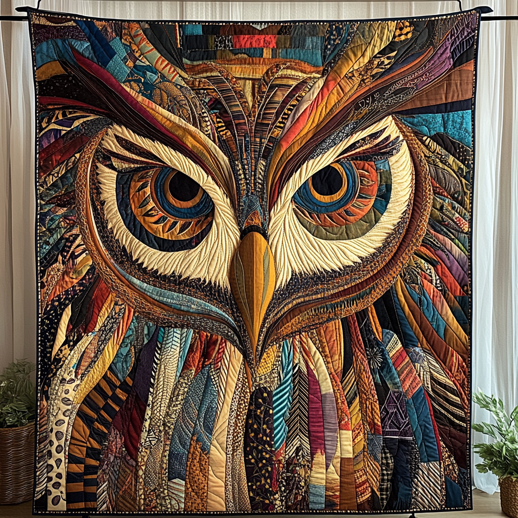 Owl Native Quilted Blanket - Throw (55" x 60")