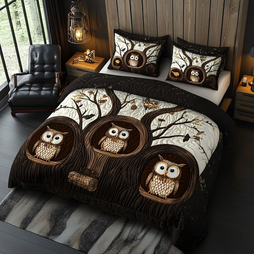 Ozzie Owl 3-Piece Quilted Bedding Set - Single (59" x 70")