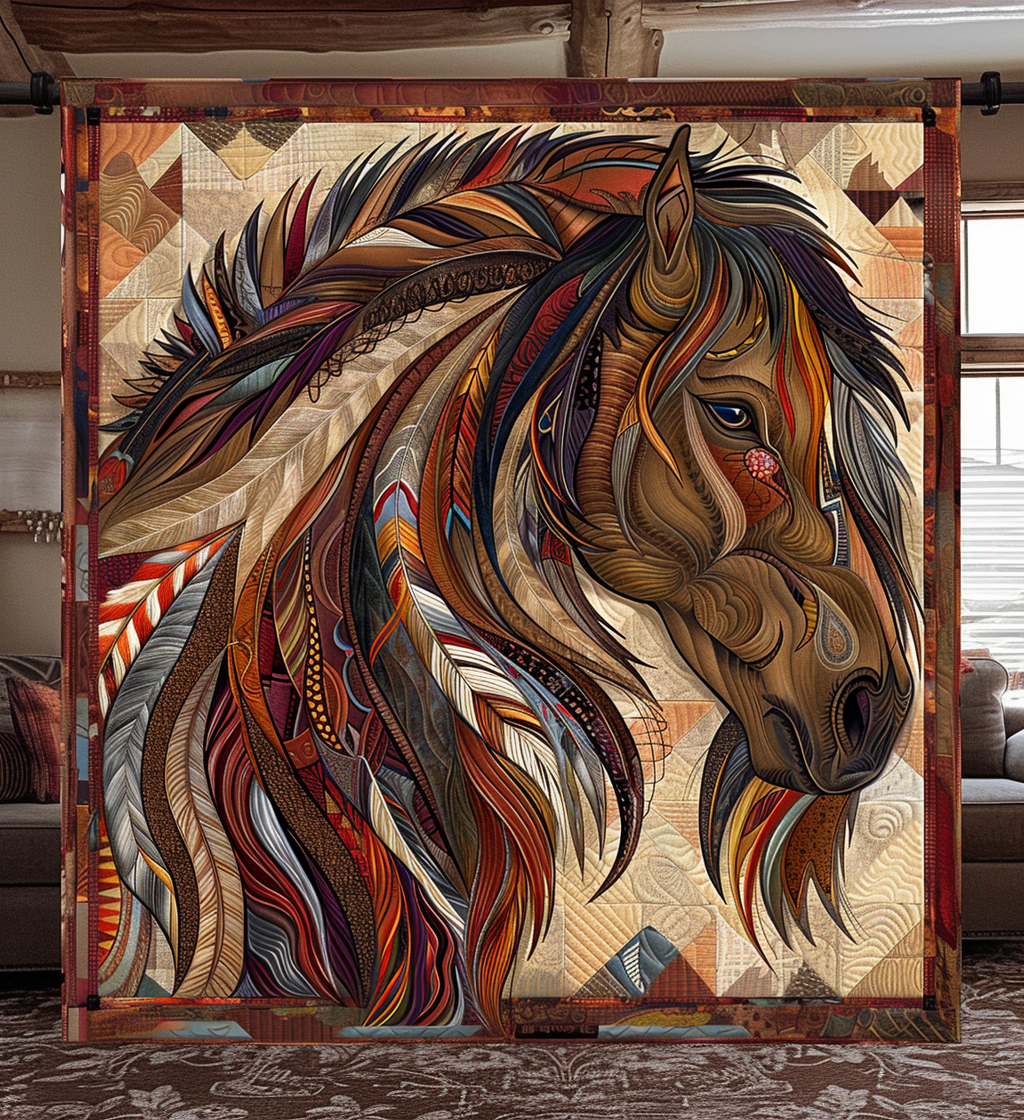 Painted Sky Stallion Quilted Blanket - Throw (55" x 60")