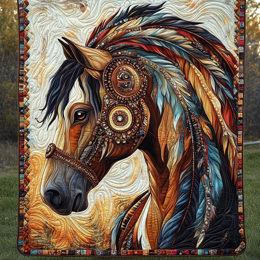 Painted Warrior Quilted Blanket - Throw (55" x 60")