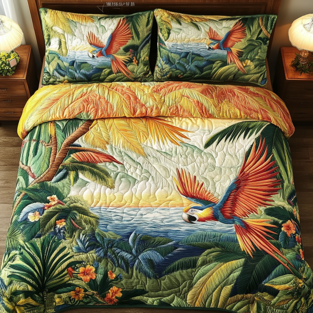 Painted Wings 3-Piece Quilted Bedding Set - Single (59" x 70")