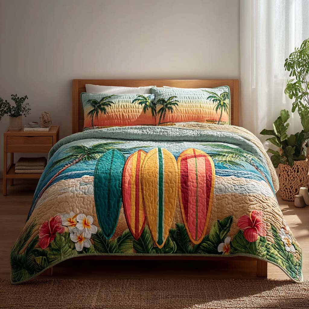 Palm Coast 3-Piece Quilted Bedding Set - Single (59" x 70")