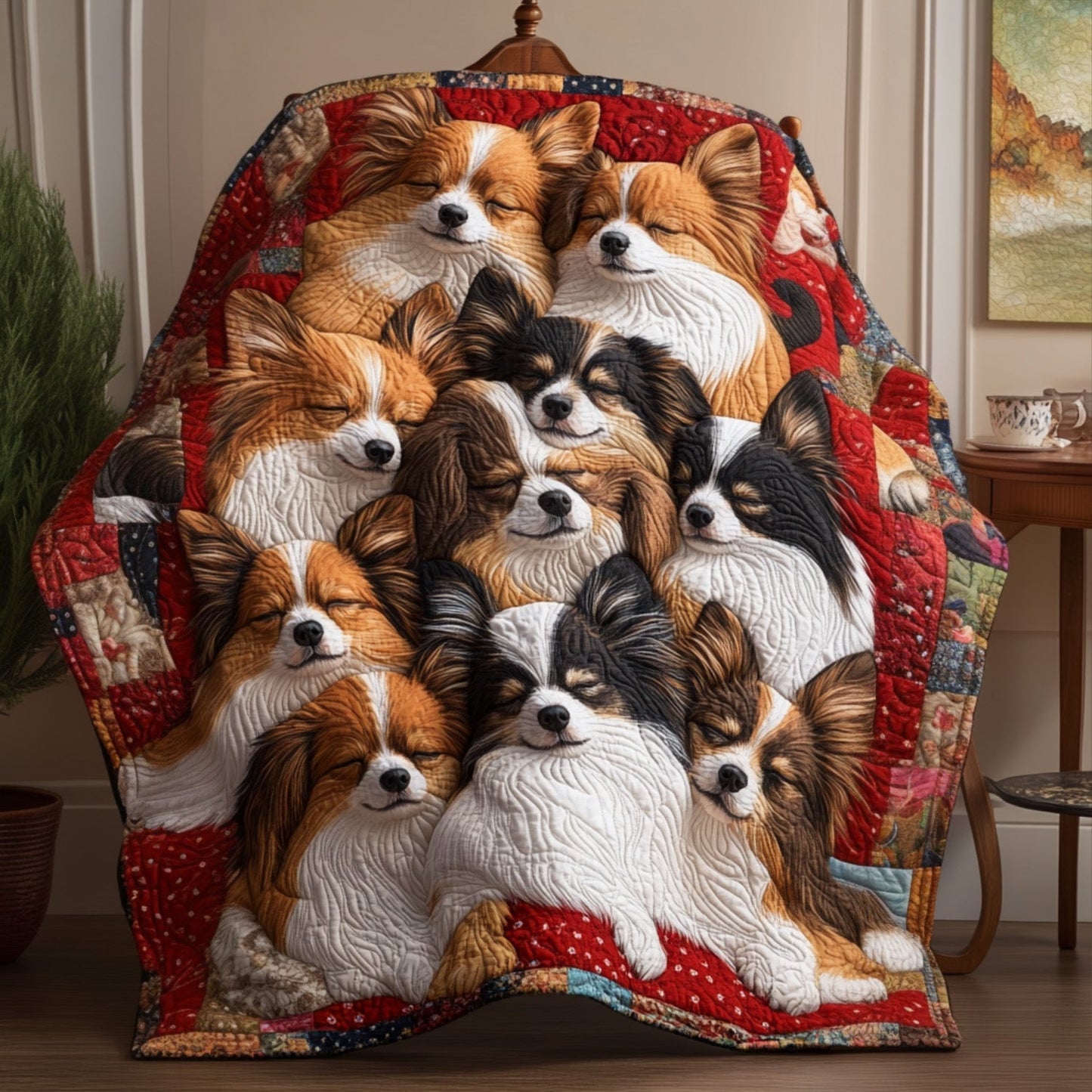 Papillon Pals Quilted Blanket - Throw (55" x 60")