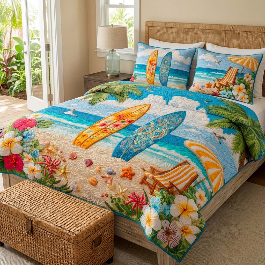 Paradise Boards 3-Piece Quilted Bedding Set - Single (59" x 70")