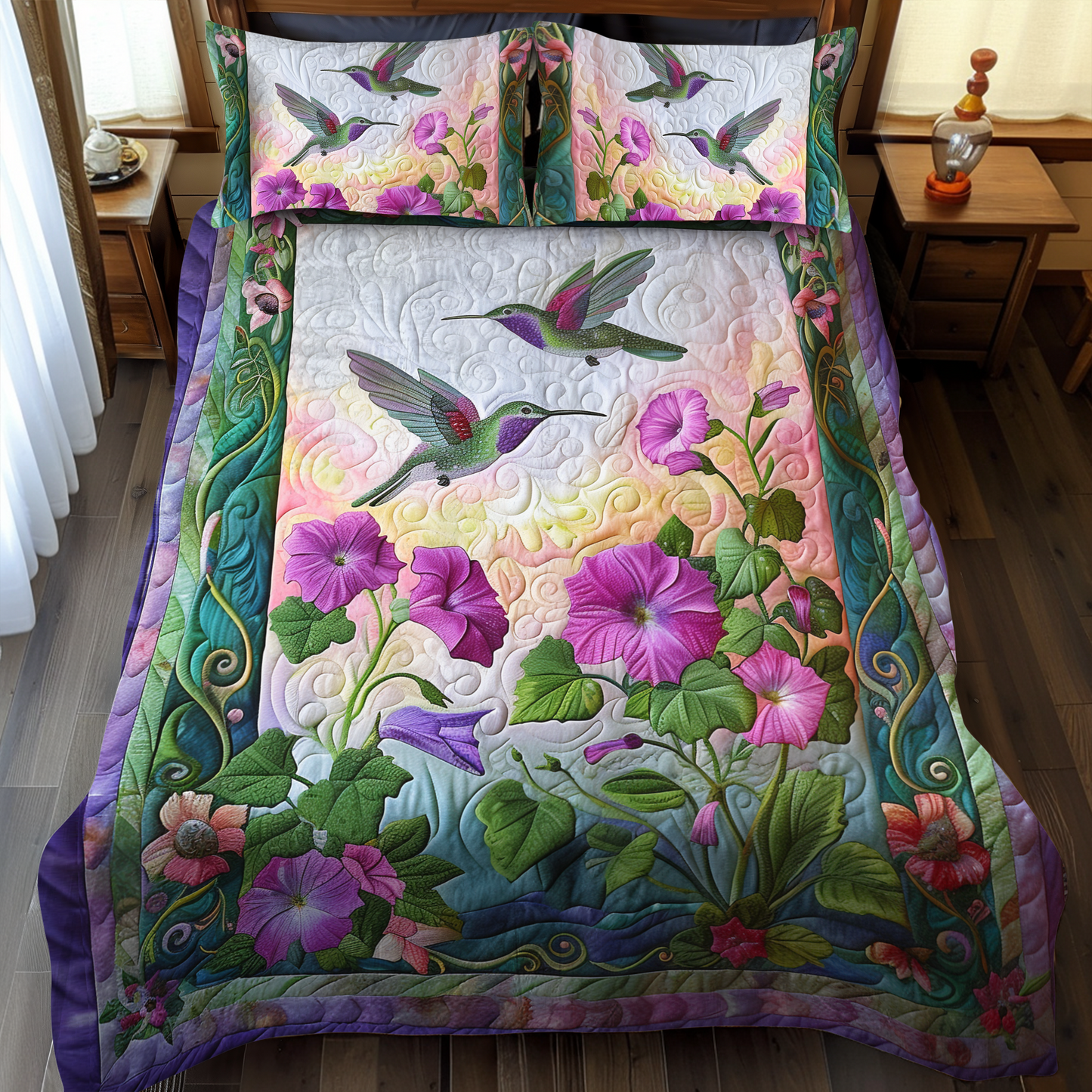 Paradise Flight 3-Piece Quilted Bedding Set - Single (59" x 70")