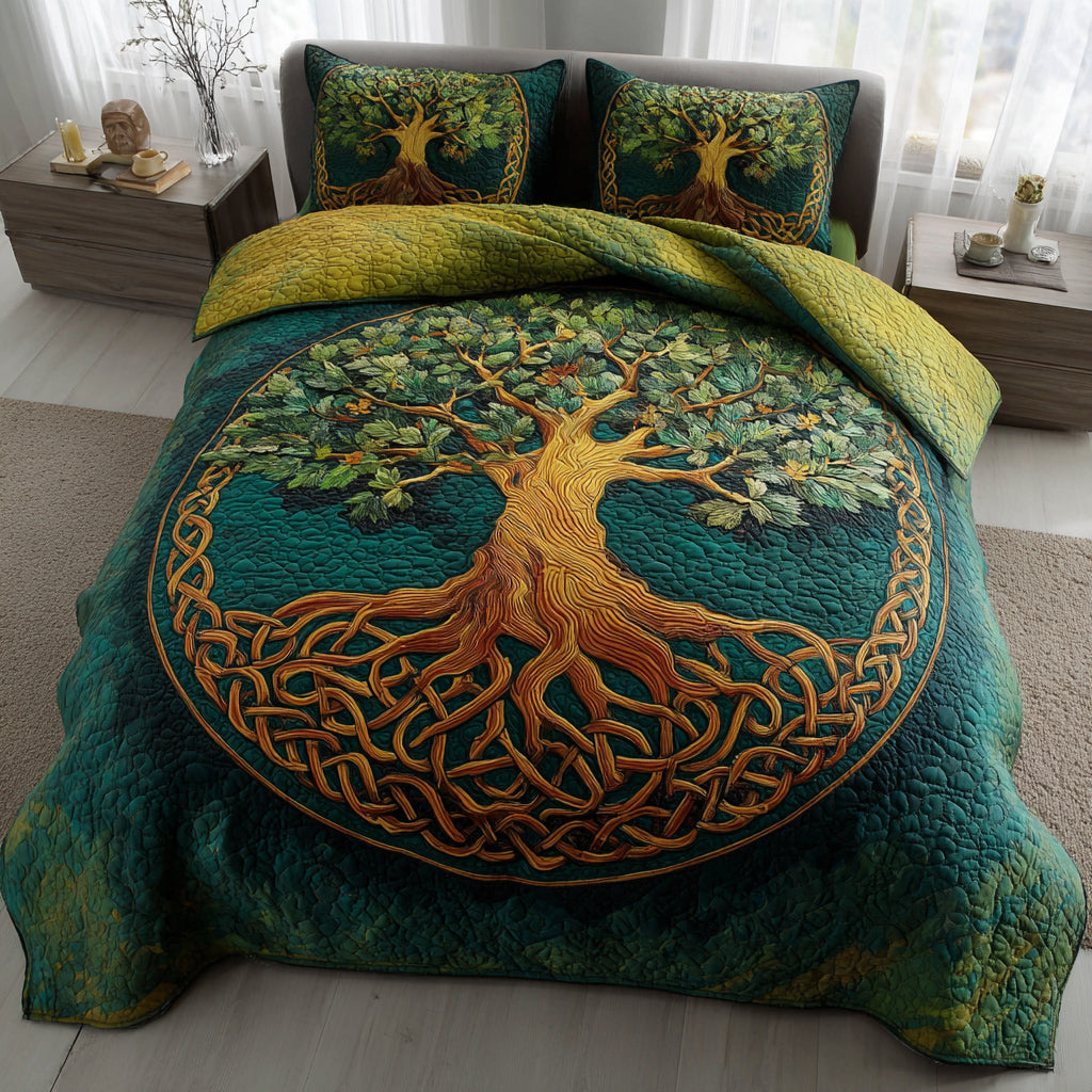 Paradise Tree of Life 3-Piece Quilted Bedding Set - Single (59" x 70")
