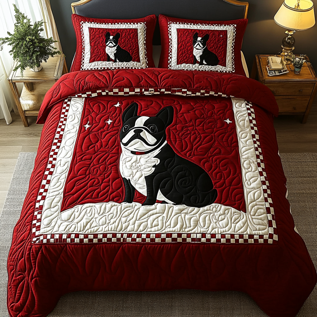 Pardon My French 3-Piece Quilted Bedding Set - Single (59" x 70")