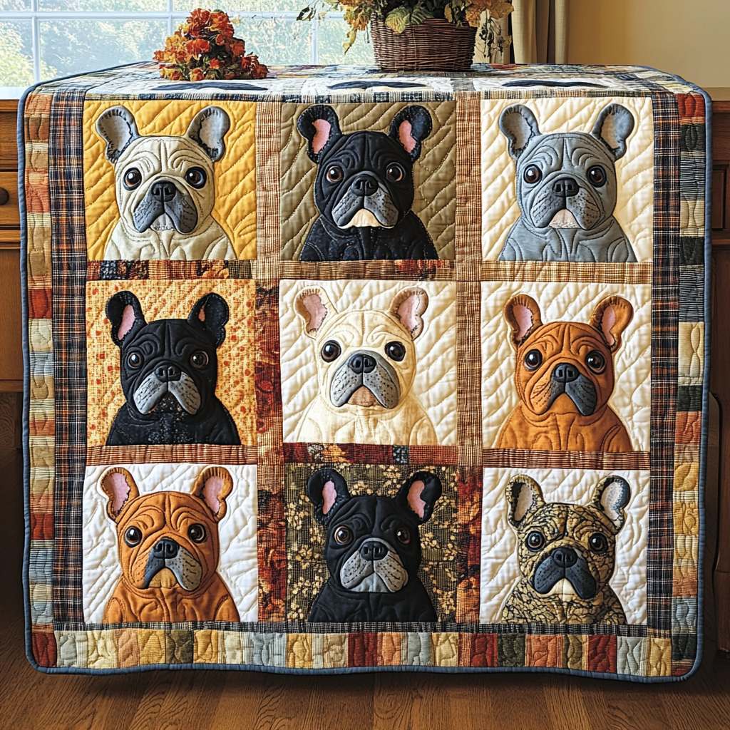 Parisian Pup Quilted Blanket - Throw (55" x 60")