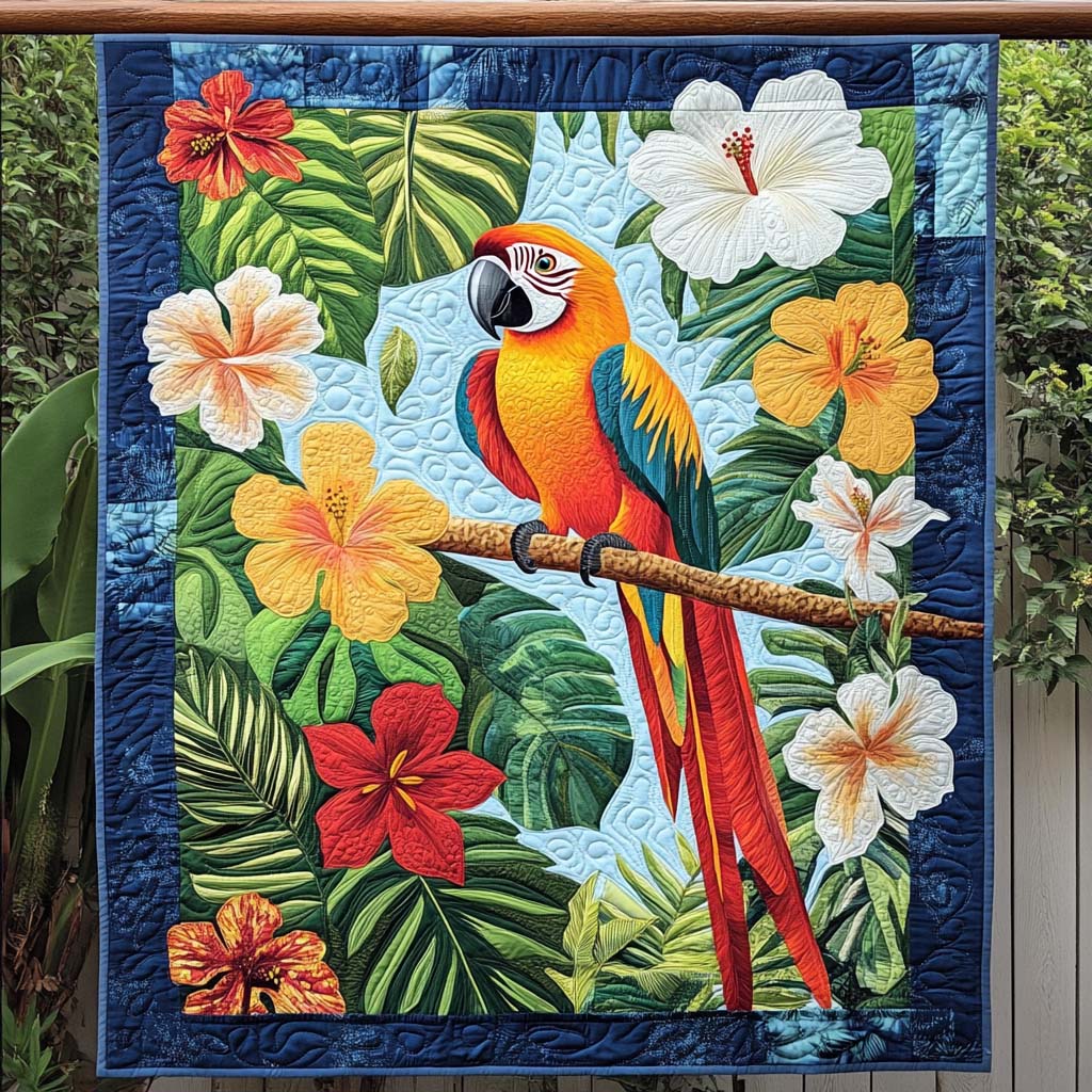 Parrot Paradise Quilted Blanket - Throw (55" x 60")
