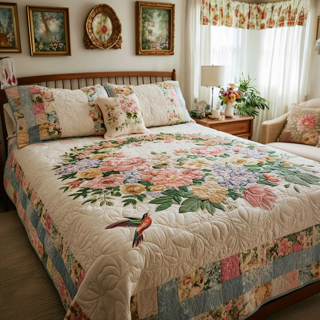 Pastel Patch Hummingbird Quilted Blanket - Baby (30" x 40") - Pack 1