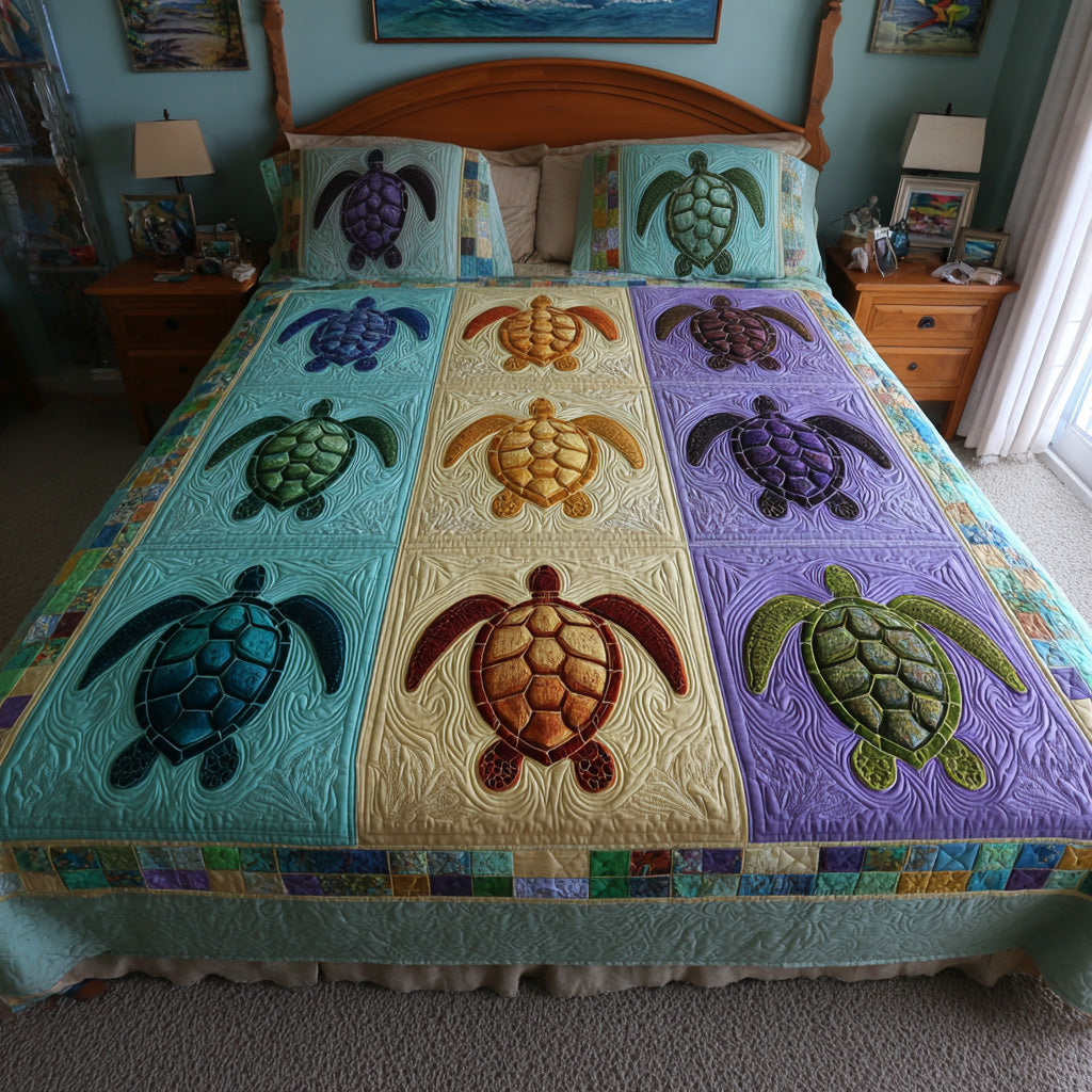 Pastel Turtle Squares Quilted Blanket - Baby (30" x 40") - Pack 1