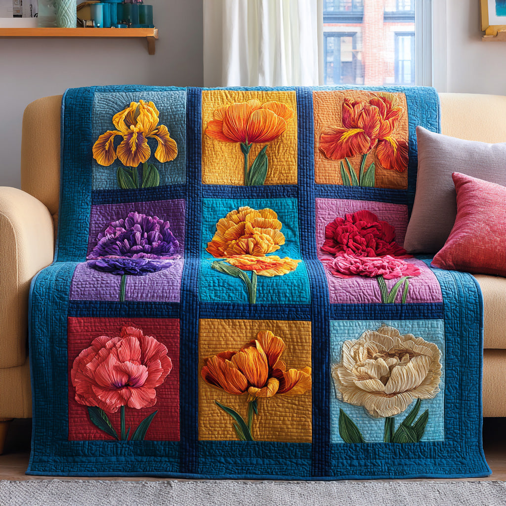 Patchwork Bloom Grid Quilted Blanket - Baby (30" x 40") - Pack 1