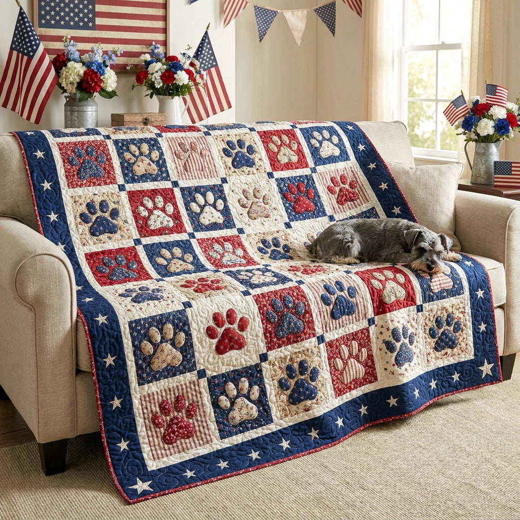 Patchwork Pawprint Quilted Blanket - Baby (30" x 40") - Pack 1