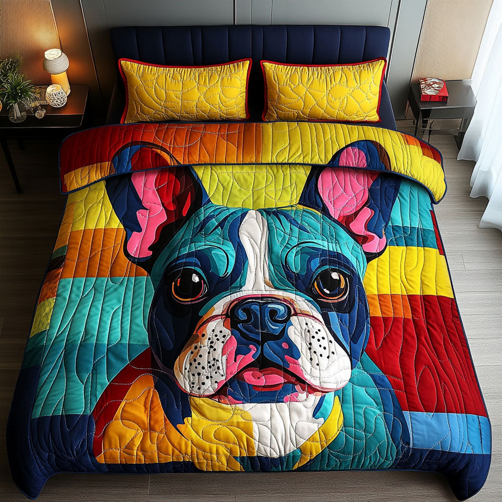 Patchwork Pup 3-Piece Quilted Bedding Set - Single (59" x 70")