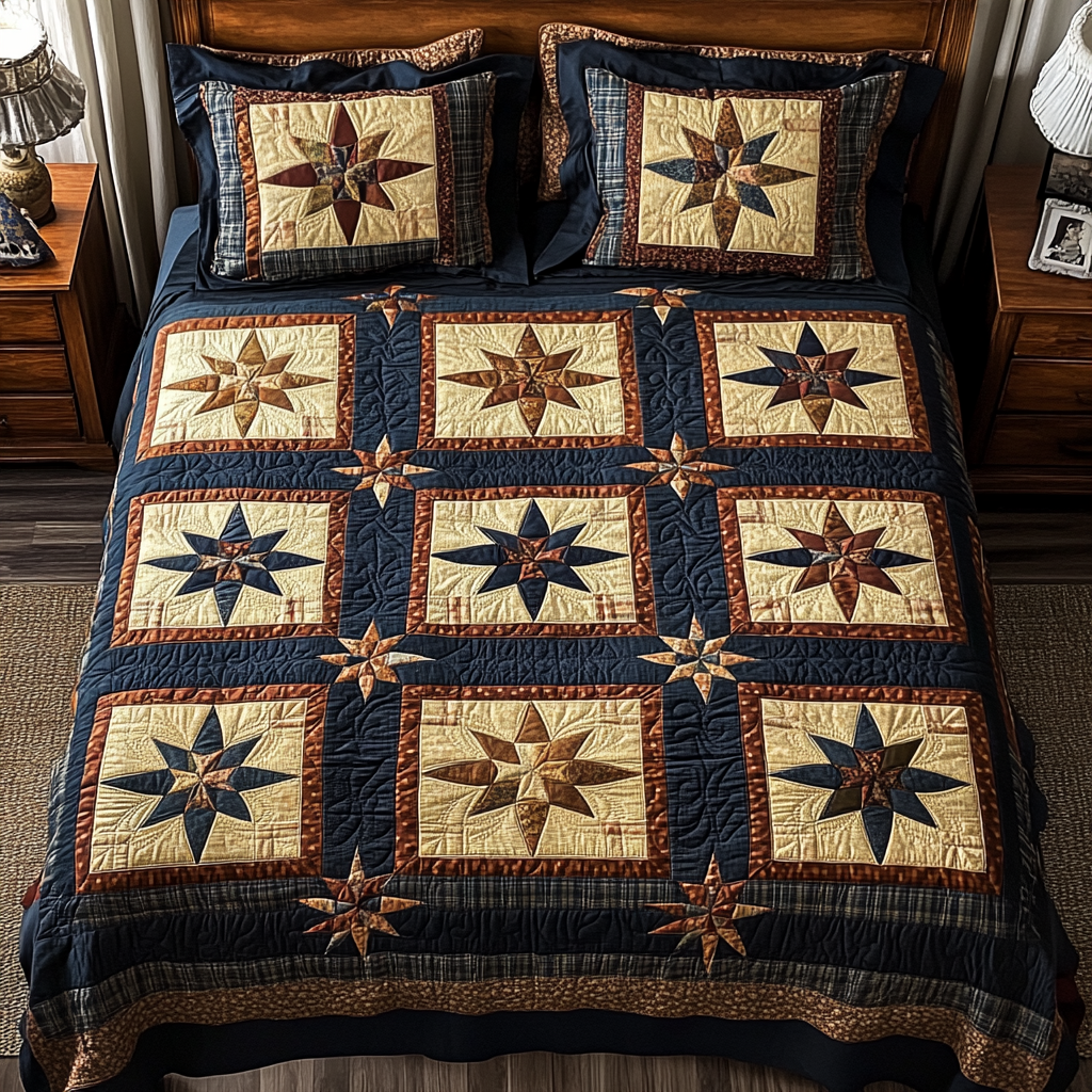 Patchwork Sky 3-Piece Quilted Bedding Set - Single (59" x 70")