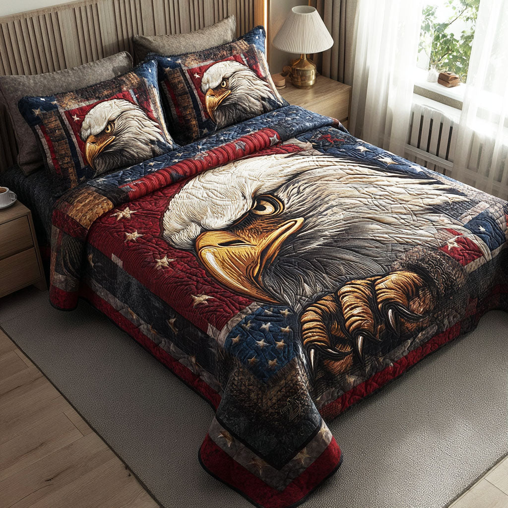 Patriot Eagle 3-Piece Quilted Bedding Set - Single (59" x 70")