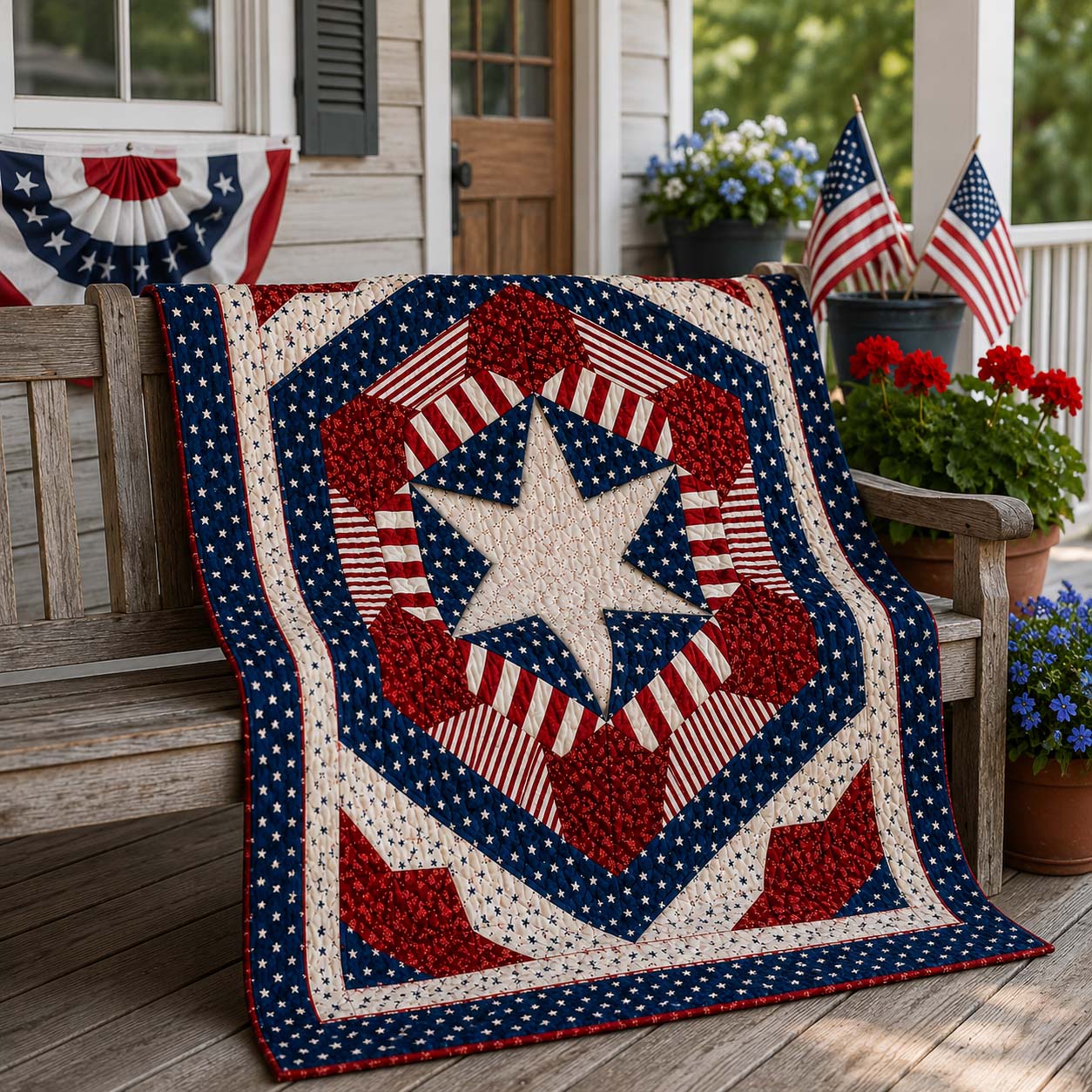 Patriot Heart Star Quilted Blanket - Baby (30" x 40") - Pack 1