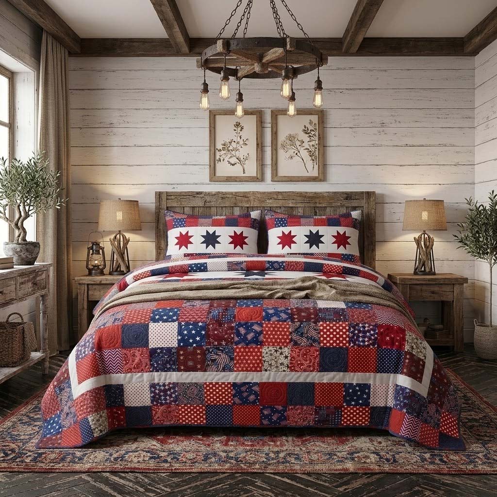 Patriot Patch 3-Piece Quilted Bedding Set - Single (59" x 70")