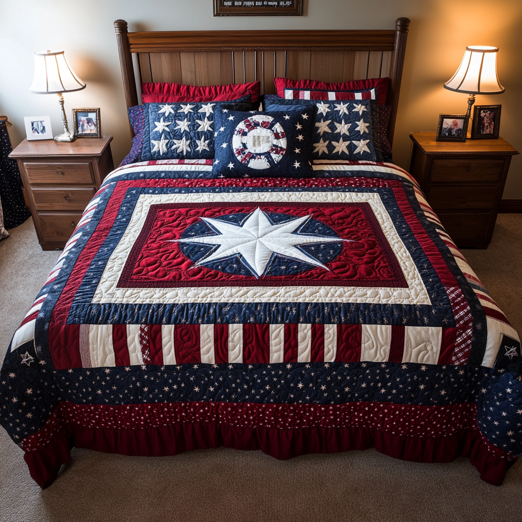 Patriot Patch 3-Piece Quilted Bedding Set - Single (59" x 70")