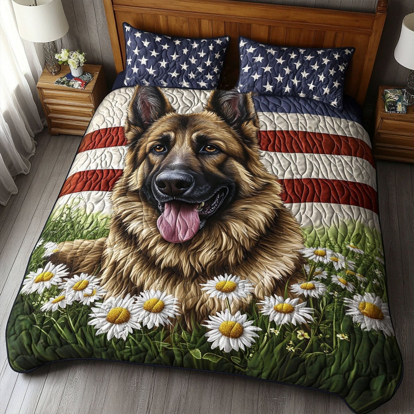 Patriot Pup 3-Piece Quilted Bedding Set - Single (59" x 70")
