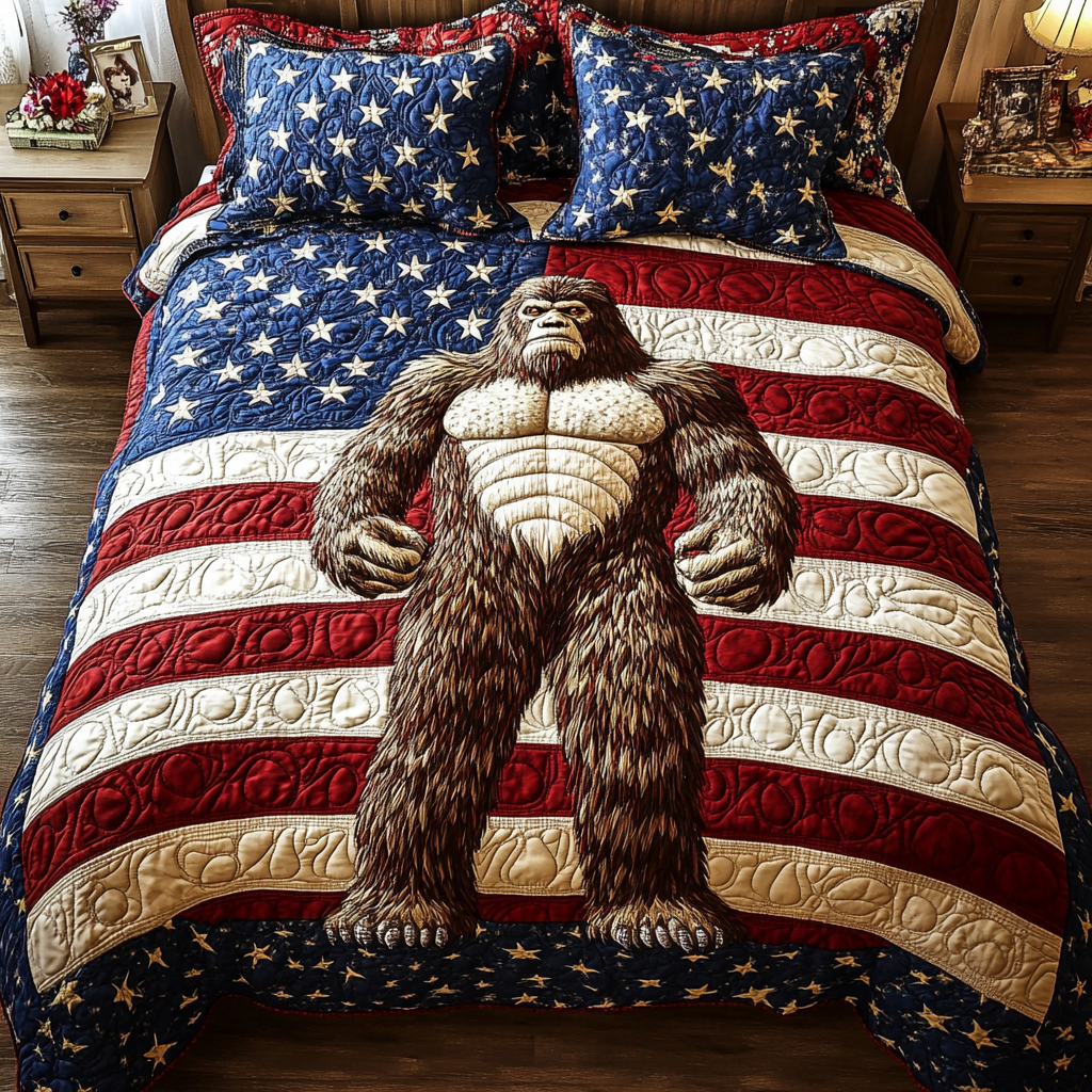 Patriot Sasquatch 3-Piece Quilted Bedding Set - Single (59" x 70")