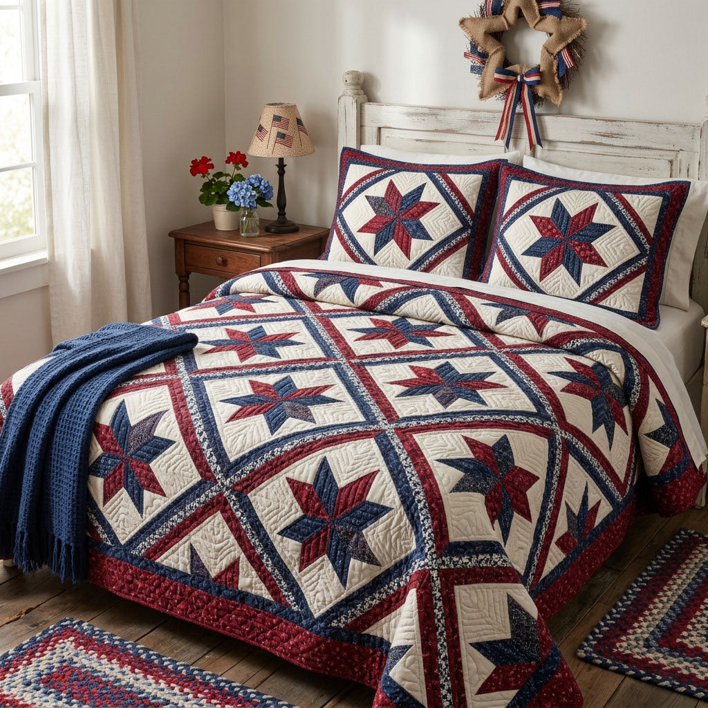 Patriot Star 3-Piece Quilted Bedding Set - Single (59" x 70")