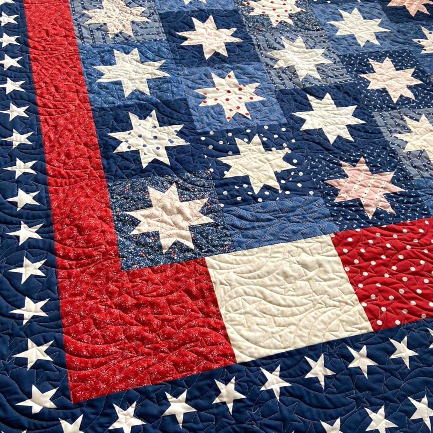 Patriotic Elegance Quilted Blanket - Throw (55" x 60")