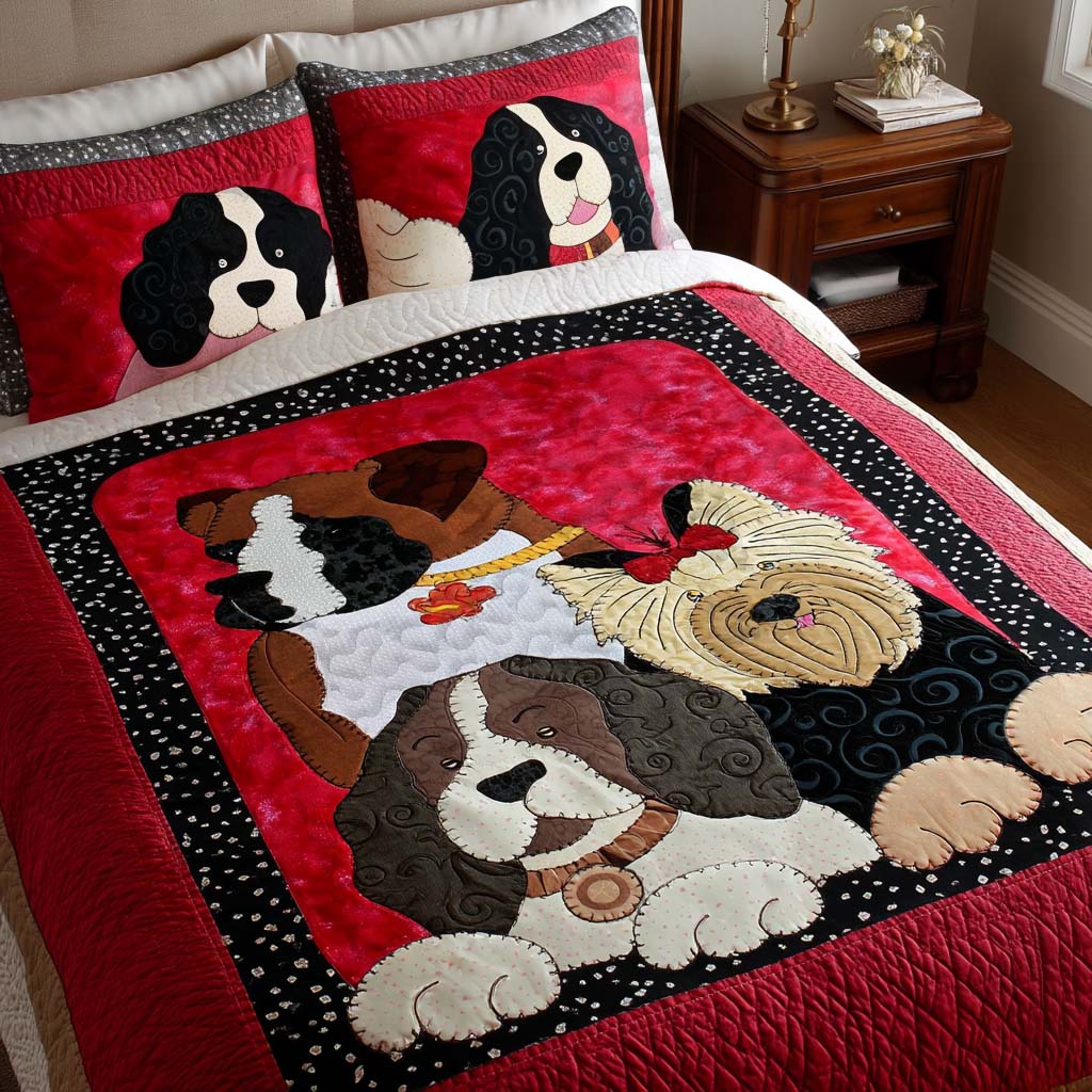 Pawfriend 3-Piece Quilted Bedding Set - Single (59" x 70")