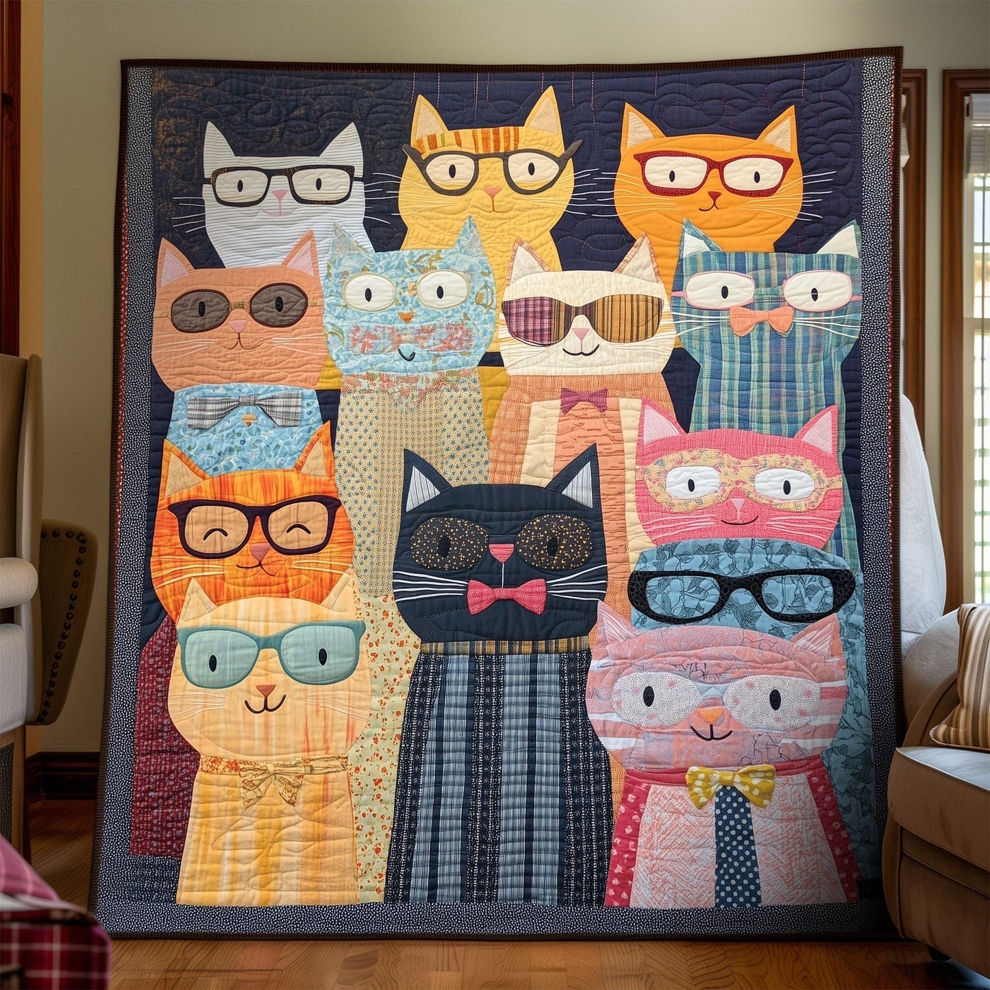 Paws and Glasses Quilted Blanket - Throw (55" x 60")
