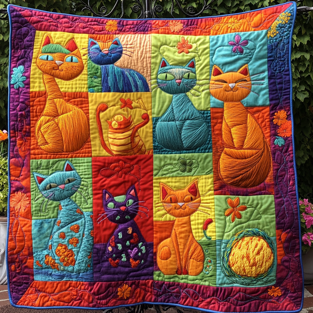 Paws and Petals Quilted Blanket - Throw (55" x 60")