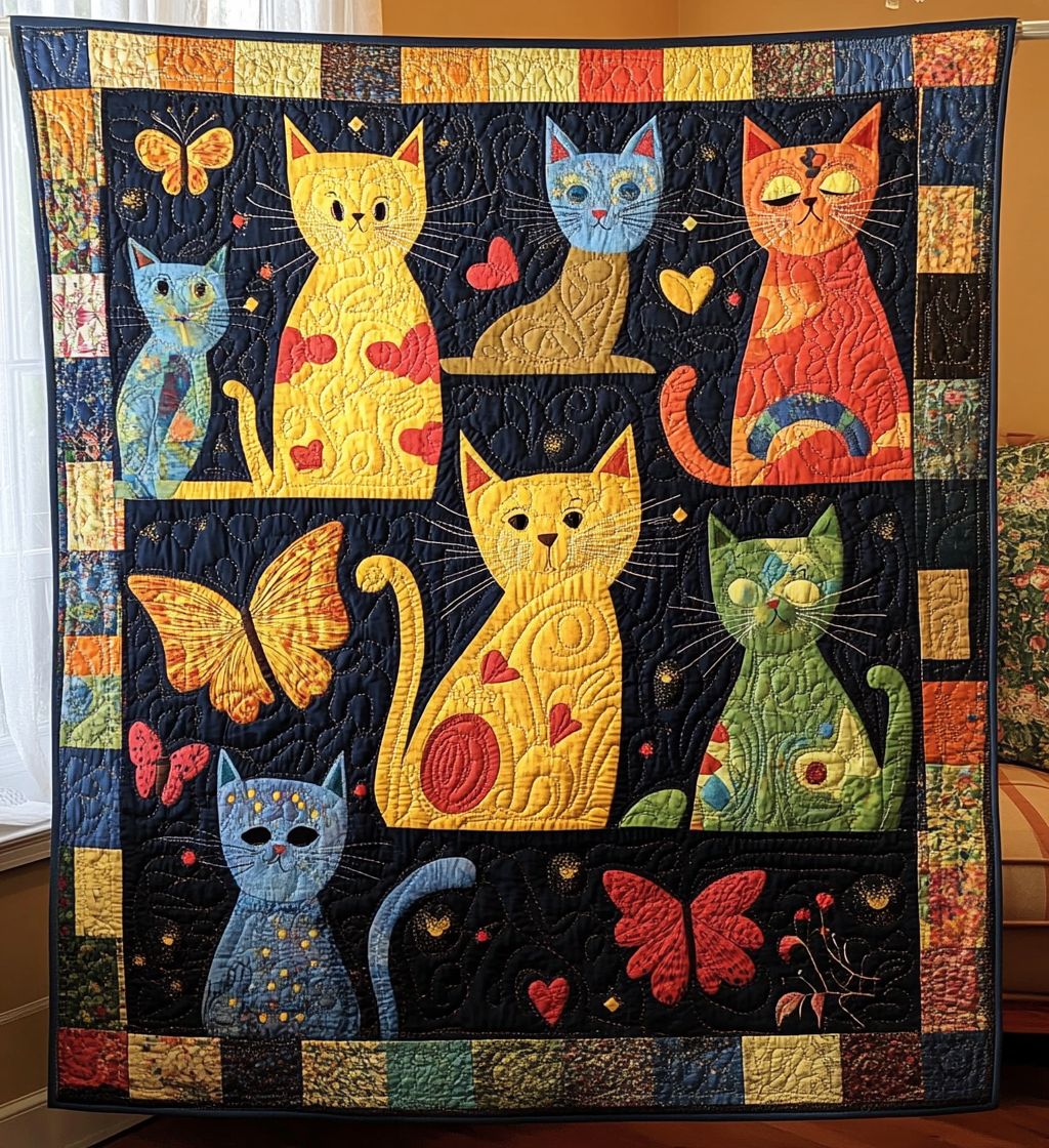 Paws and Purrs Quilted Blanket - Throw (55" x 60")
