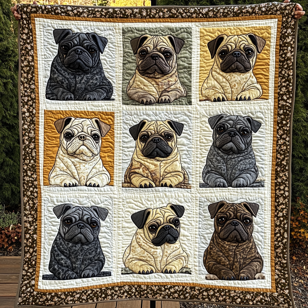 Pawsome Pug Pal Quilted Blanket - Throw (55" x 60")
