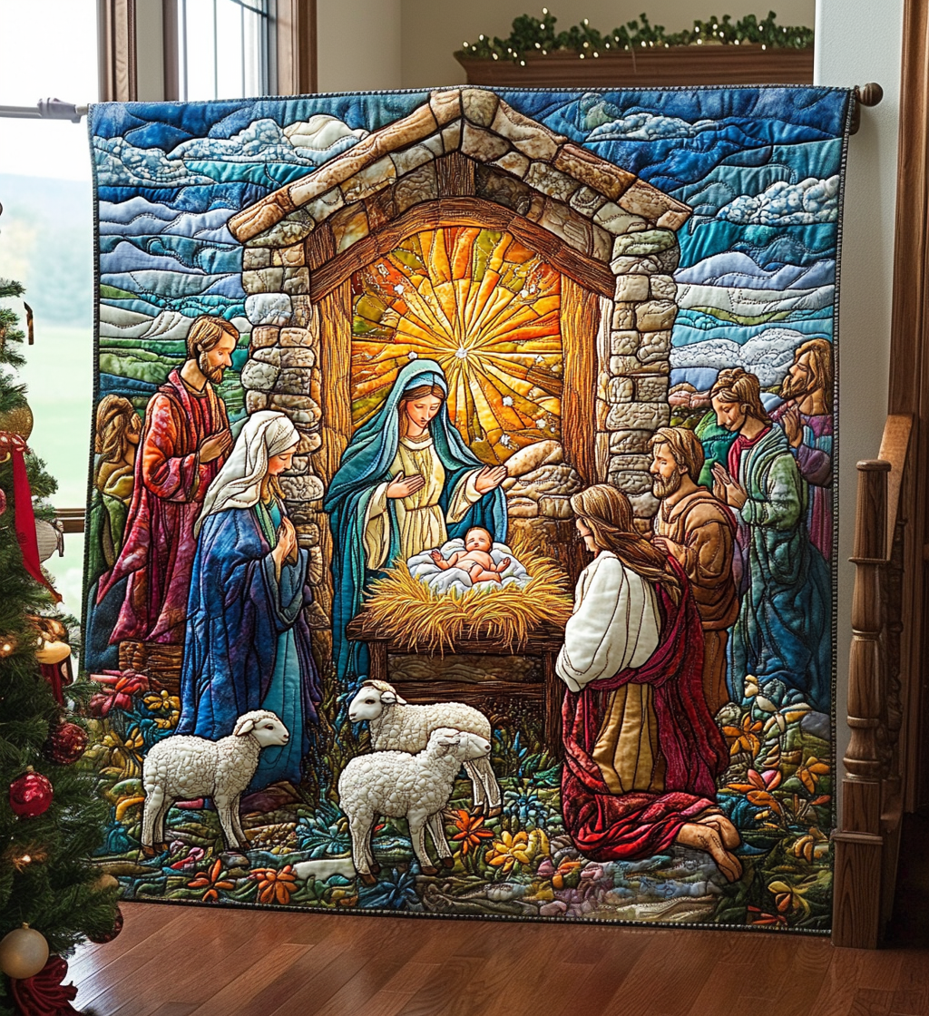 Peace On Earth Quilted Blanket - Throw (55" x 60")