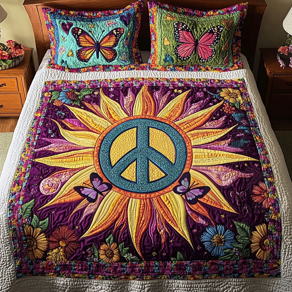 Peaceful Garden 3-Piece Quilted Bedding Set - Single (59" x 70")