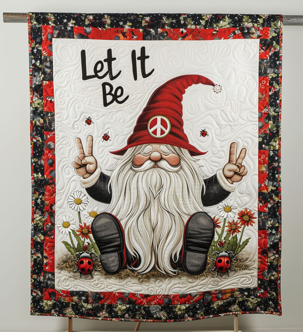 Peaceful Gnome Retreat Quilted Blanket - Throw (55" x 60")