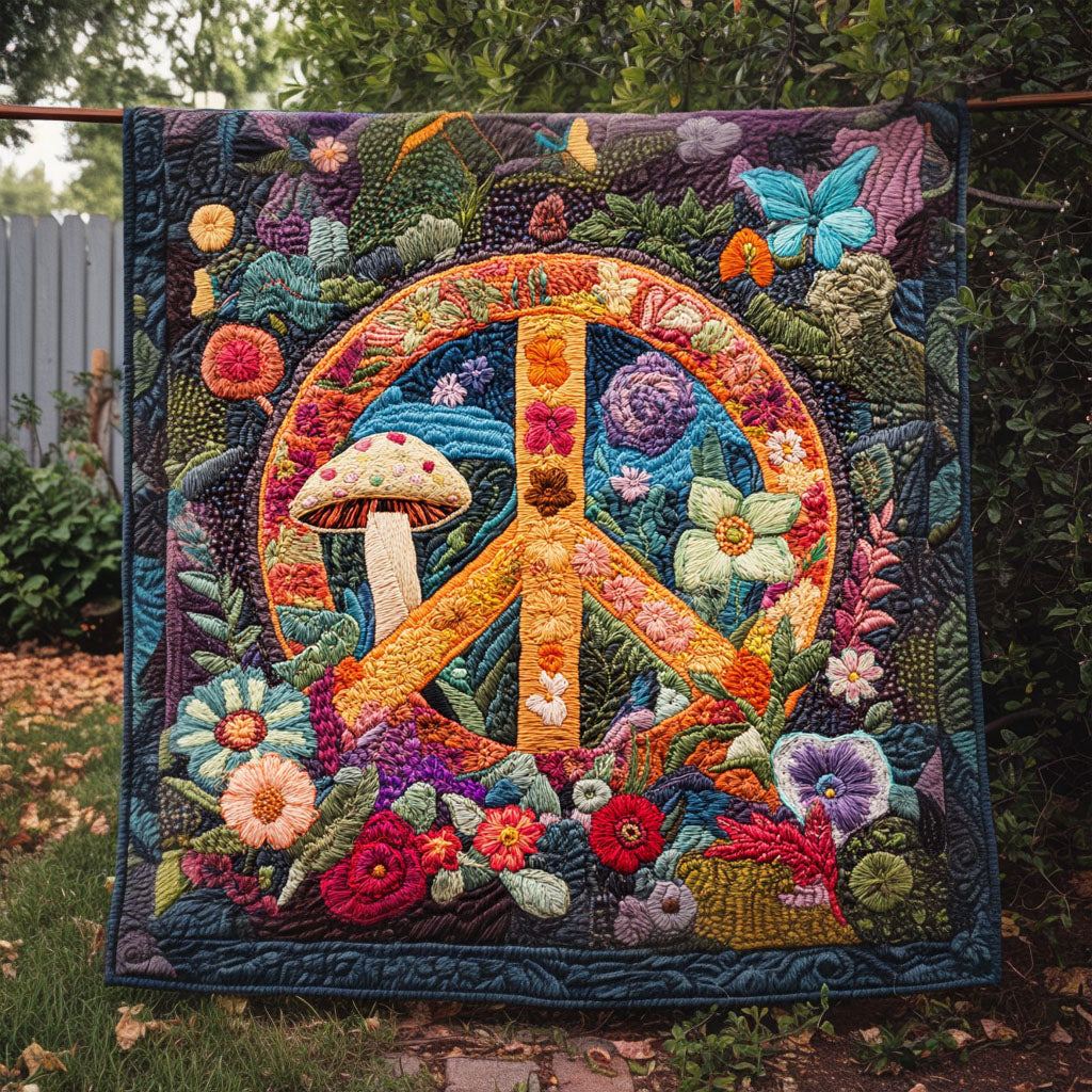 Peaceful Mushroom Dream Quilted Blanket - Throw (55" x 60")