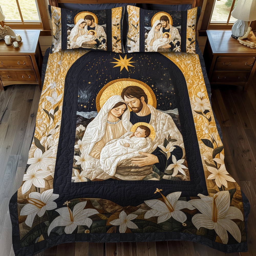 Peaceful Nativity 3-Piece Quilted Bedding Set - Single (59" x 70")