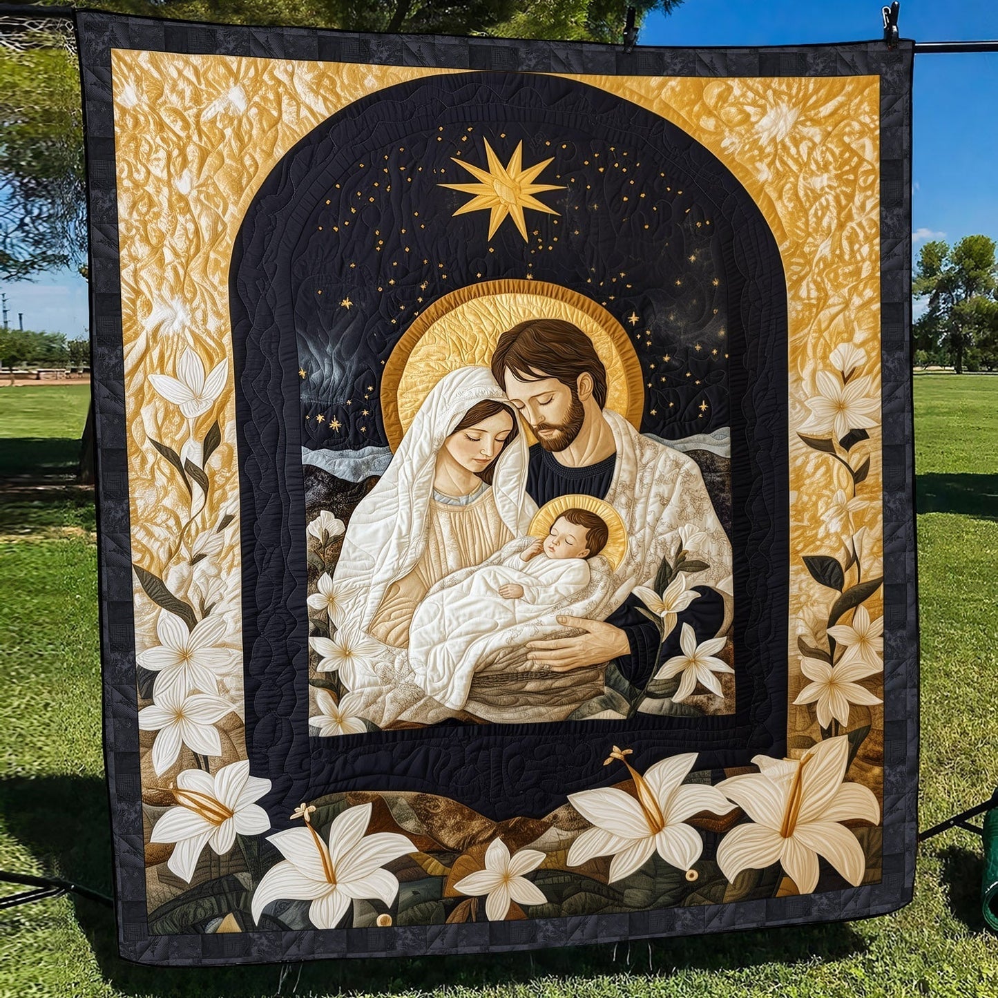 Peaceful Nativity Quilted Blanket - Throw (55" x 60")