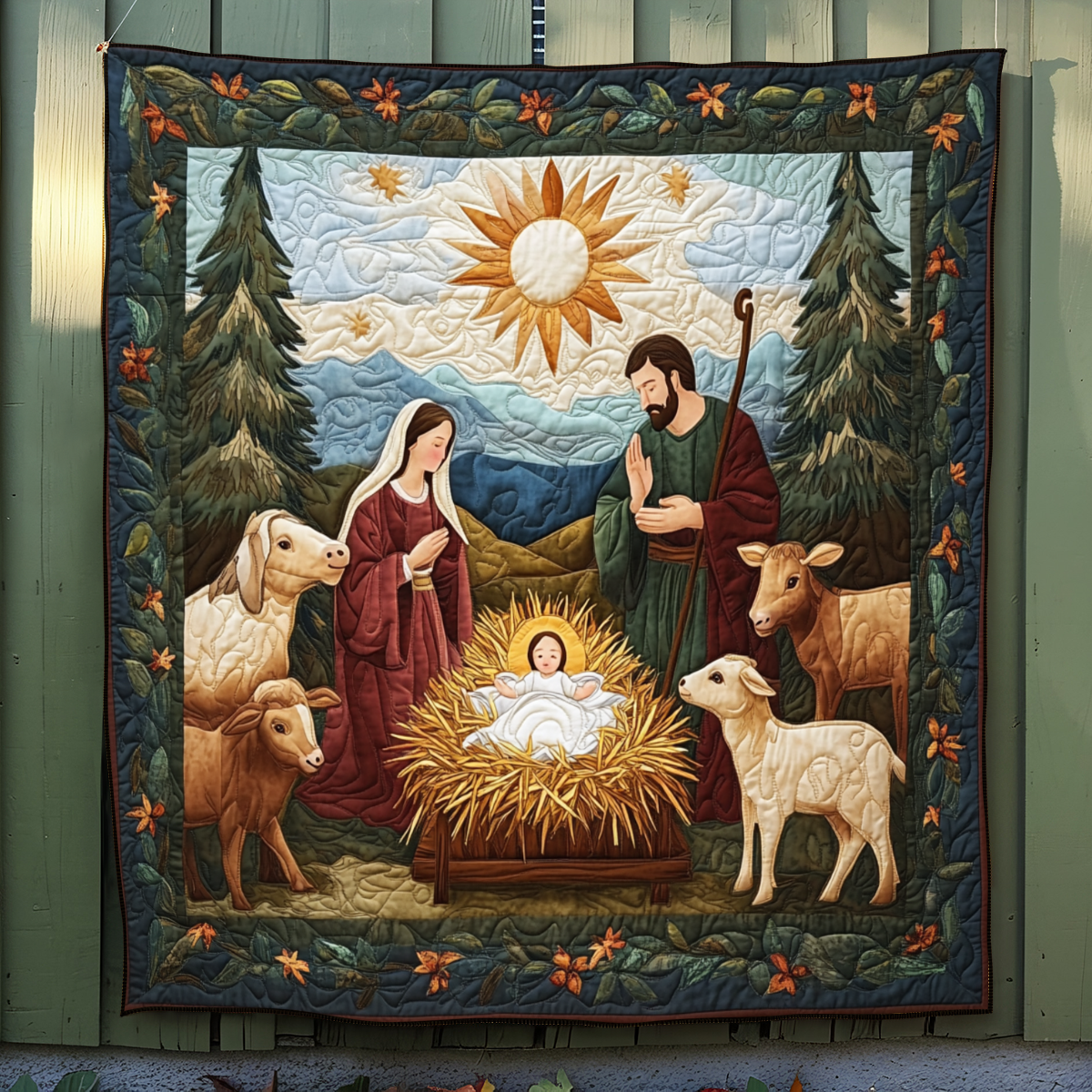 Peaceful Nativity Quilted Blanket - Throw (55" x 60")