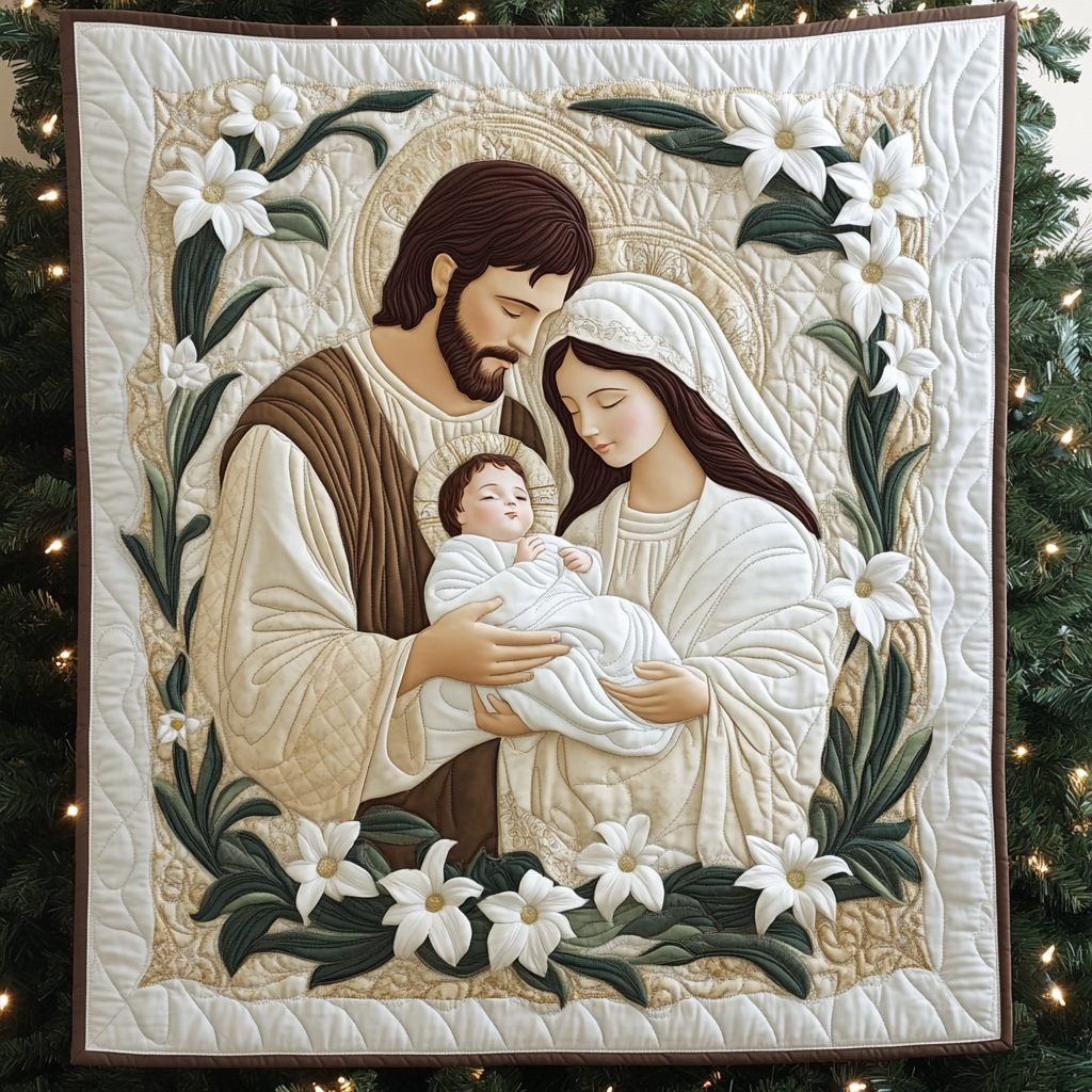 Peaceful Nativity Quilted Blanket - Throw (55" x 60")