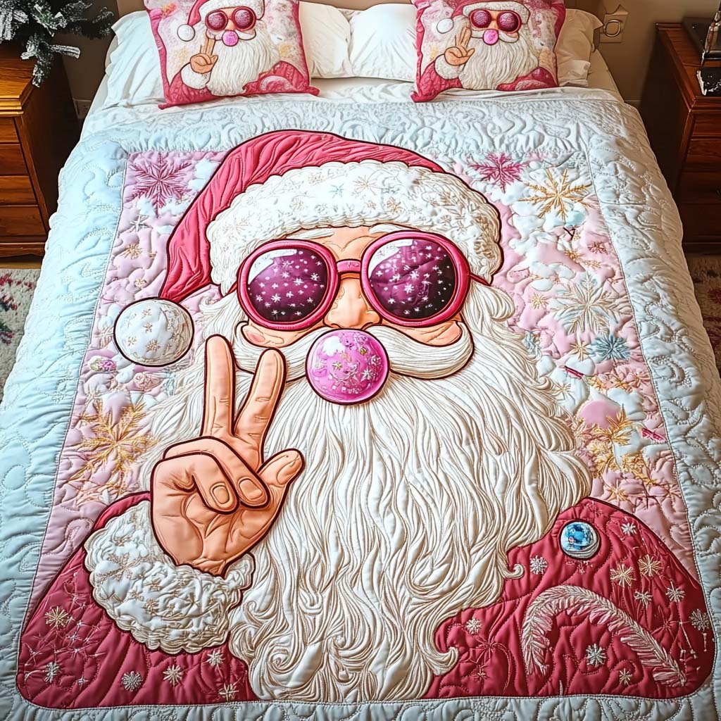 Peaceful Santa 3-Piece Quilted Bedding Set - Single (59" x 70")