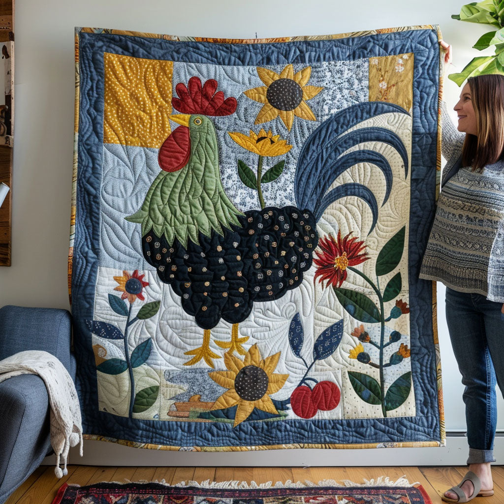 Pecking Petals Quilted Blanket - Throw (55" x 60")