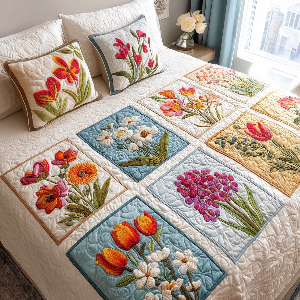 Petal Charm 3-Piece Quited Bedding Set - Single (59" x 70")