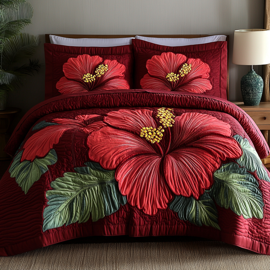 Petal Harmony 3-Piece Quilted Bedding Set - Single (59" x 70")
